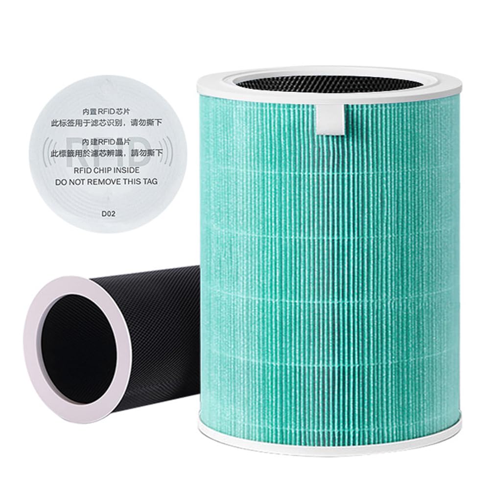 Zertylre Antibacterial Version Replacement Filter Compatible with Xiaomi Mi 2S/3/3C/2H/Pro/3H Air Purifier, Pm2.5 Formaldehyde Removal, 3-in-1 H13 True HEPA Filter and Activated Carbon(Green 1 Pack)