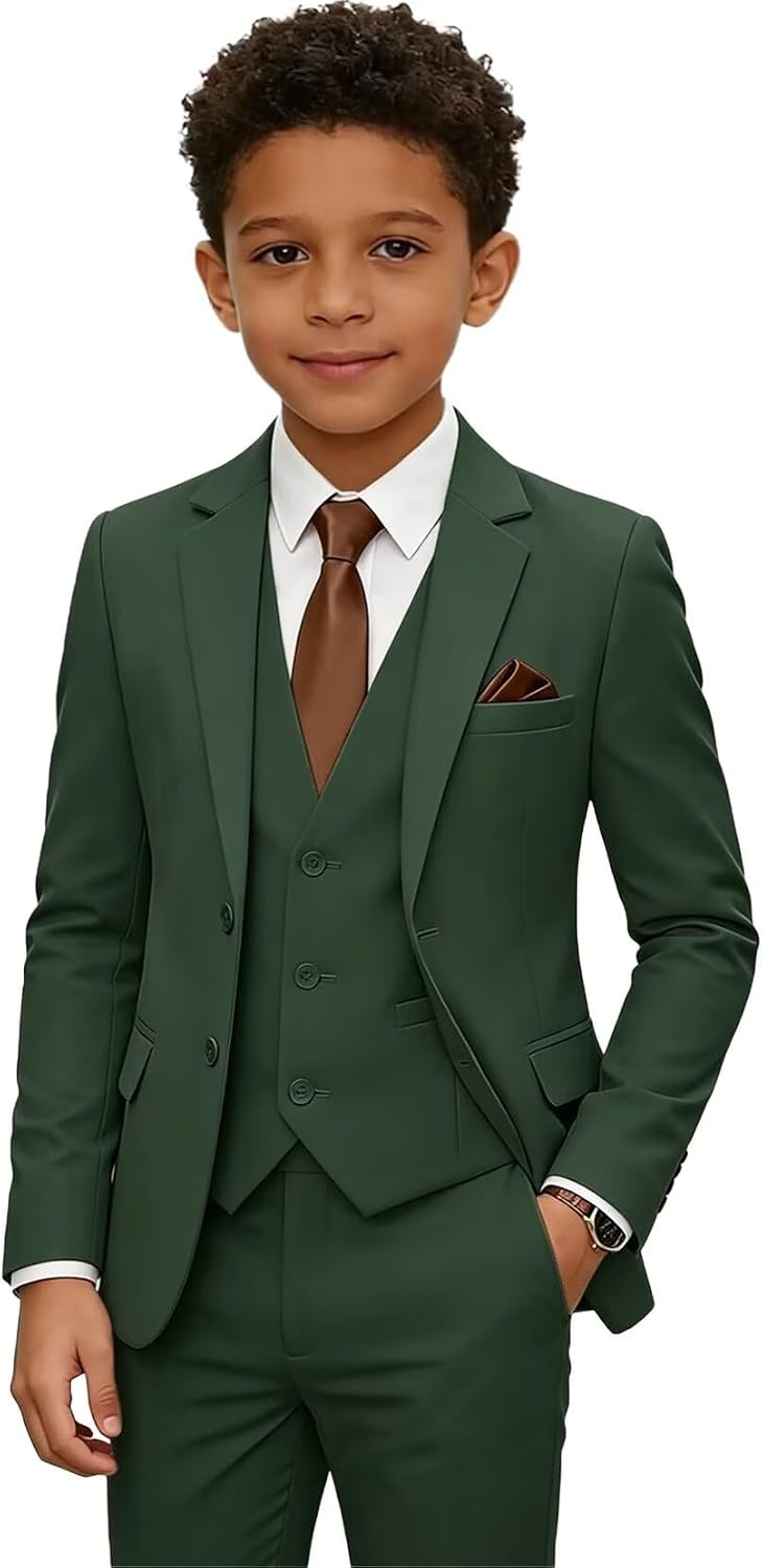 Boys Formal Suits 5 Piece Kids Tuxedo Suit for Toddler Teens Boy