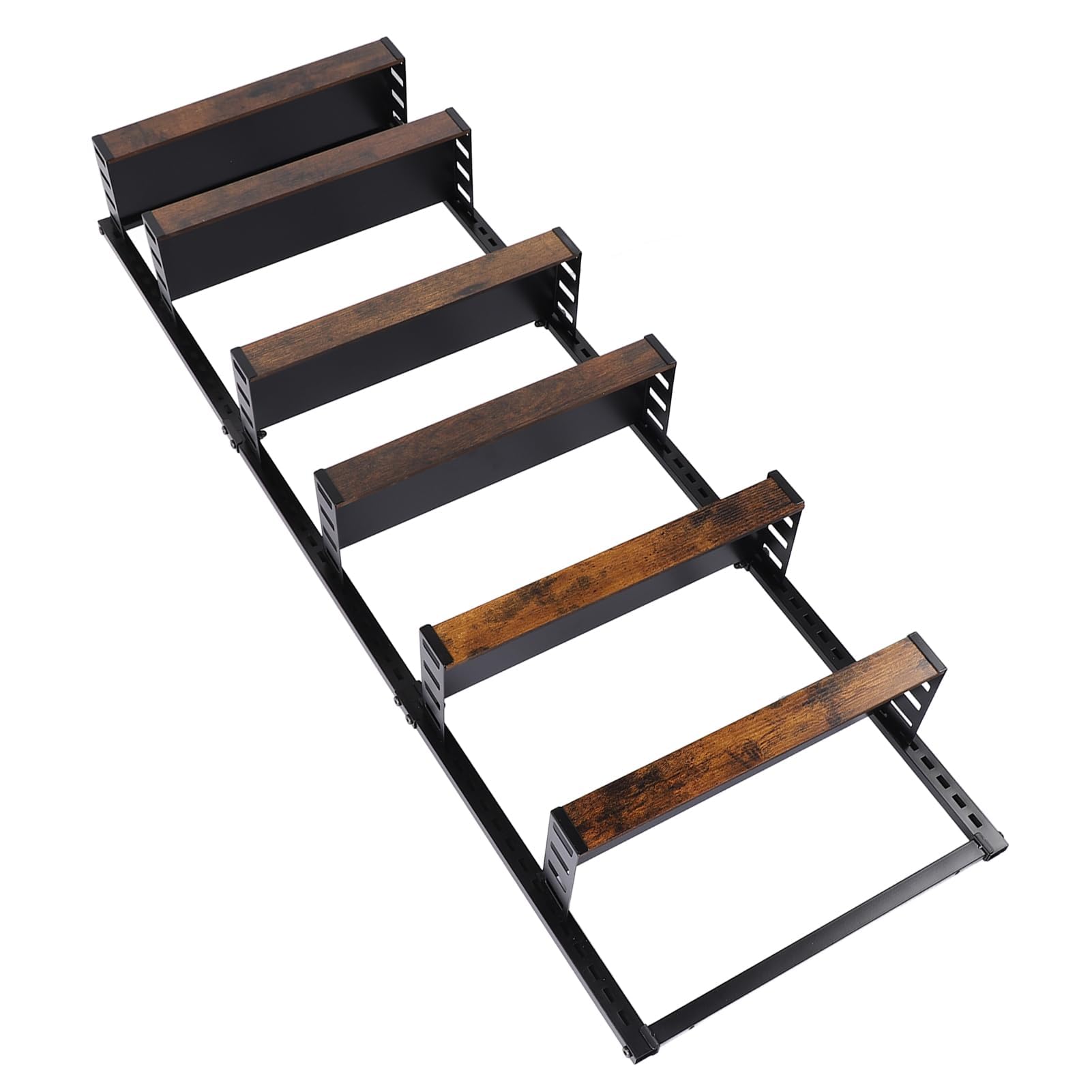 Ejoyous Étagère Murale à épices, étagère de Cuisine à 6 Niveaux, Porte Suspendue, Organisateur Suspendu, Hauteur Réglable en Acier au Carbone, Faux Bois pour Salle de Bain, Cuisine,
