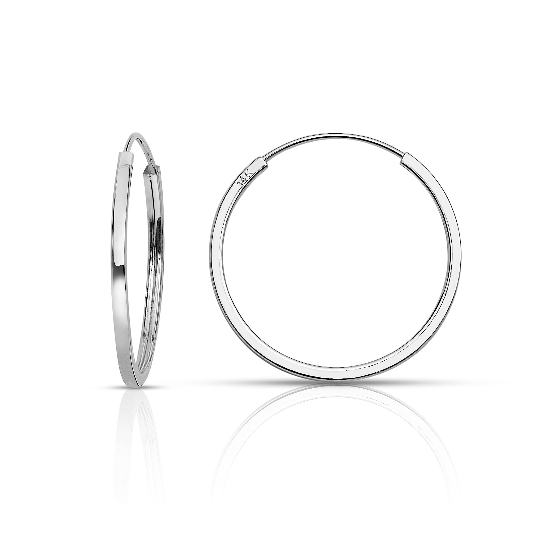 Olivias Collection 14K White or Yellow Gold Lightweight Square Endless Hoop Earrings 10 20mm True 1 0mm Width