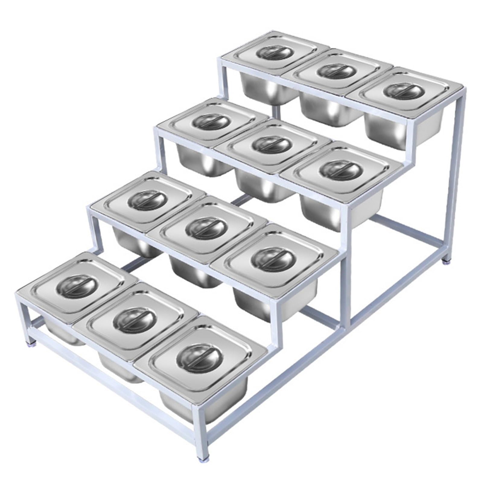Set di organizzatori di Rack per spezie in Acciaio Inossidabile per condimenti e condimenti, Perfetto per Buffet da Cucina e Uso Commerciale, Supporto Compatto per distributori Alimentari