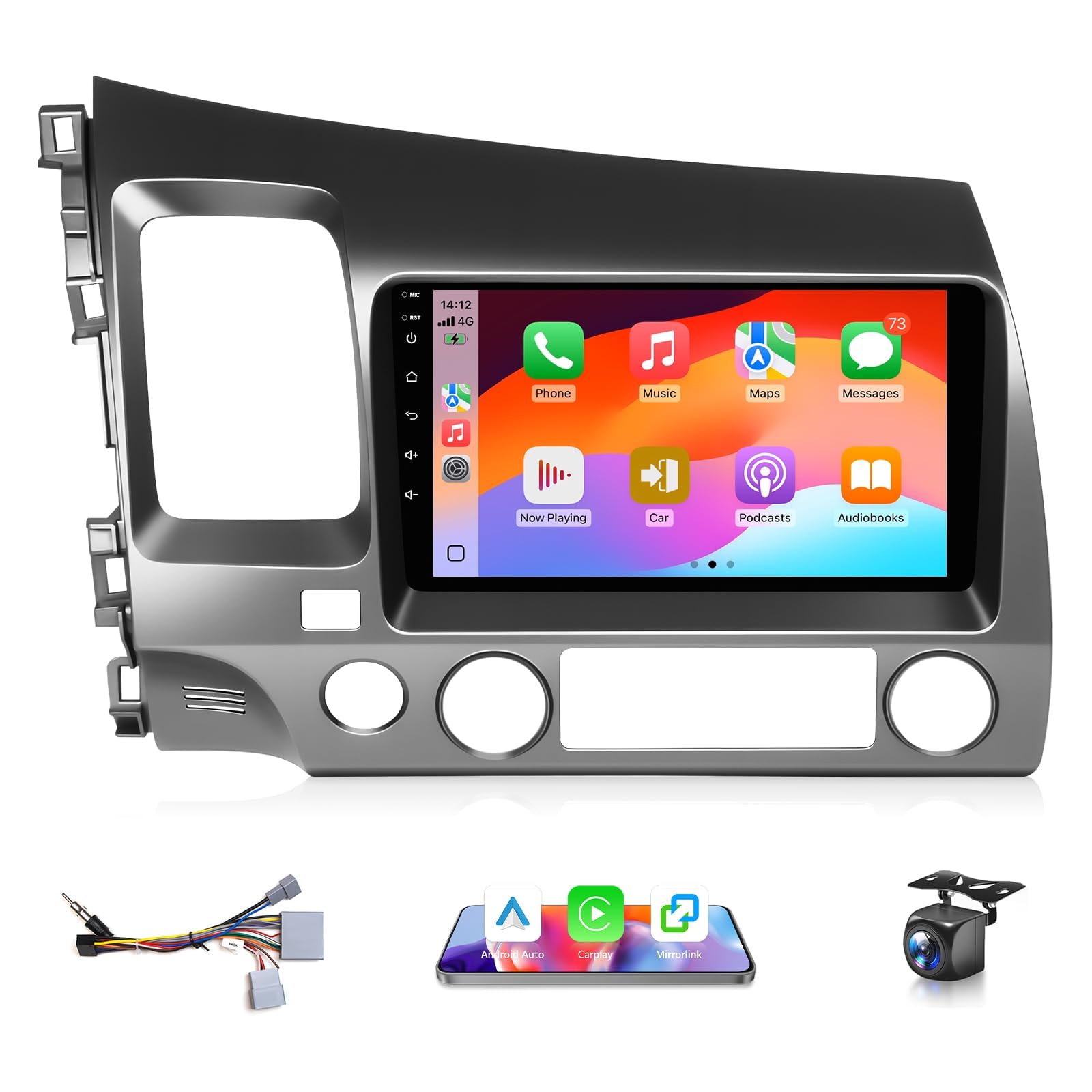 Photo 1 of XGU 4G+64G Car Stereo for Honda Civic 2006 to 2011 Radio Apple CarPlay Android Auto, 9IN IPS Touch Screen for Civic Car Play Player BT, 5G WiFi, GPS Navi, AUX, FM RDS, DSP HiFi, Camera, Support Airbag