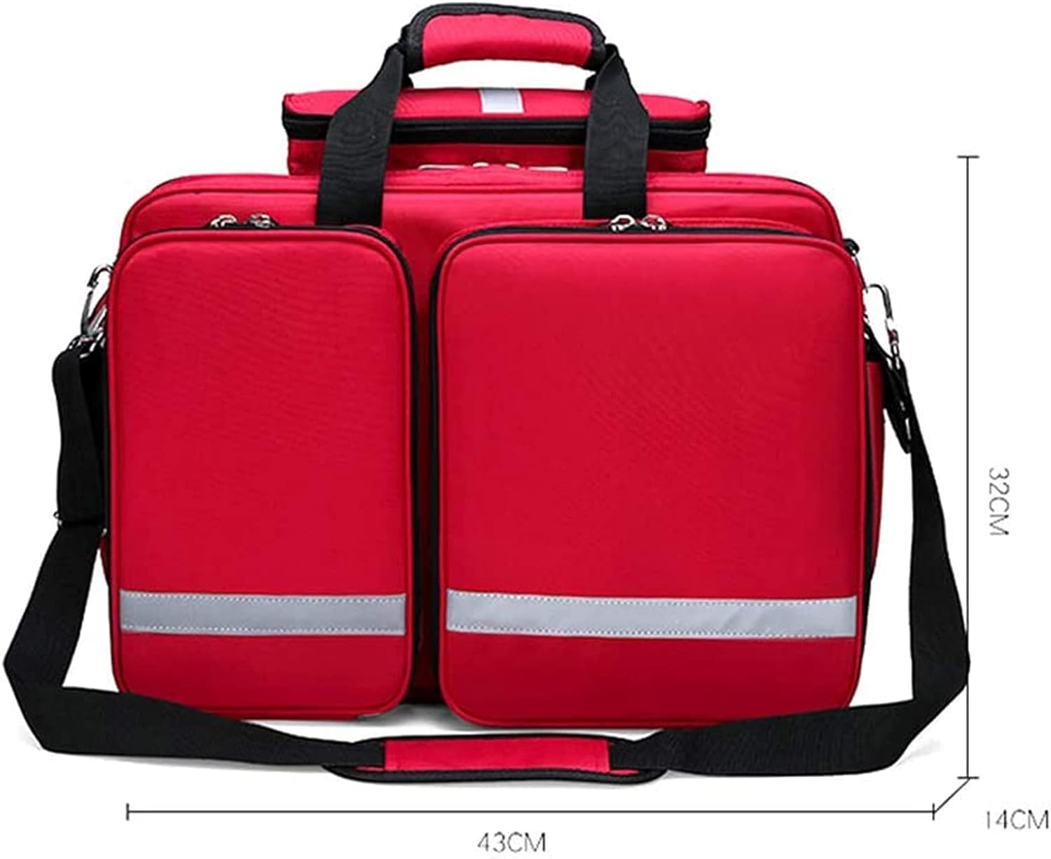 First Aid Backpack Empty Bag Red Emergency Treatment Responder Trauma, for at Home, Office, Car, Outdoors