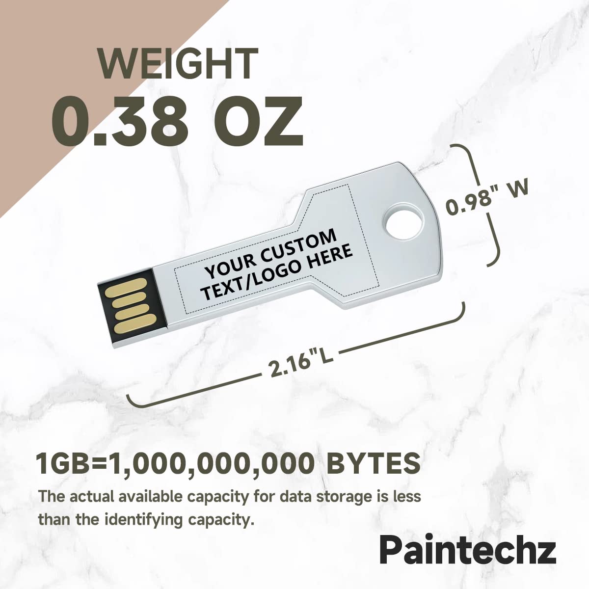 USB Stick Schlüssel Personalisiert 1000 Stück mit Logo Bedrucken oder Gravieren - als Firmengeschenk und Werbegeschenk - 4GB