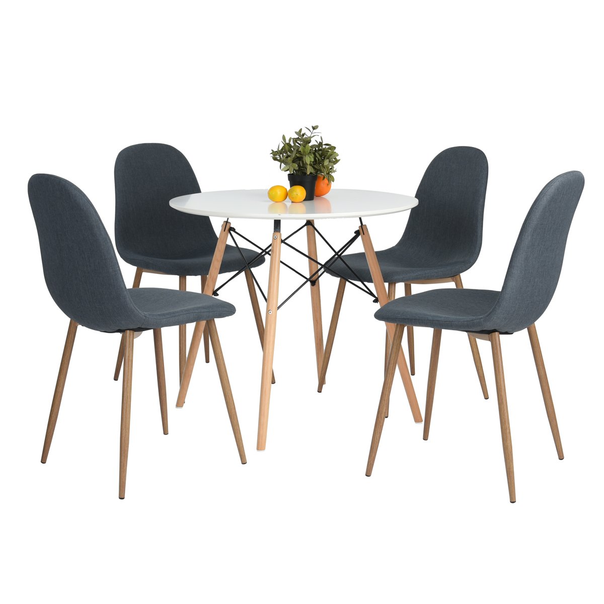 DORAFAIR Esstisch Weiß Rund Küchentisch Modern,Weiß Skandinavisch Esszimmertisch, Beine Natur,80 * 80 * 75cm