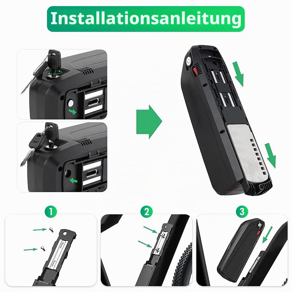 X-go E-Bike Batteria 36V / 48V, 10Ah / 13Ah / 15Ah, Elektrofahrrad Batteria für 50W-1000W Für Elektrofahrräder Hailong Lithium Li-ion Batterie