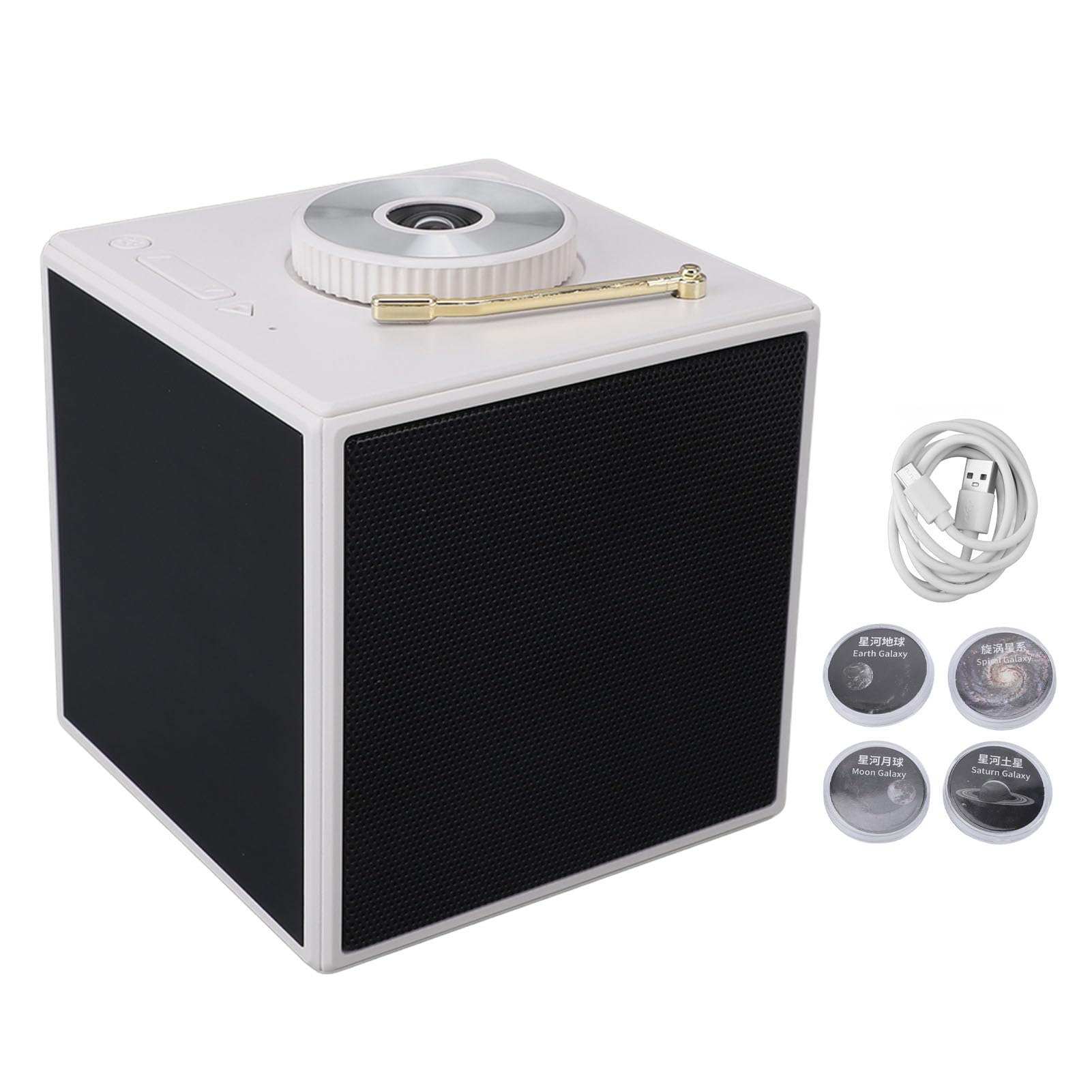FTVOGUE Proiettore Stellare, Proiettore Stellare in ABS con Altoparlante Bluetooth Batteria 5200mAh, Proiezione 3D Terra Luna Luce Notturna con Rumore Bianco per Camera da Letto Bambini Adulti