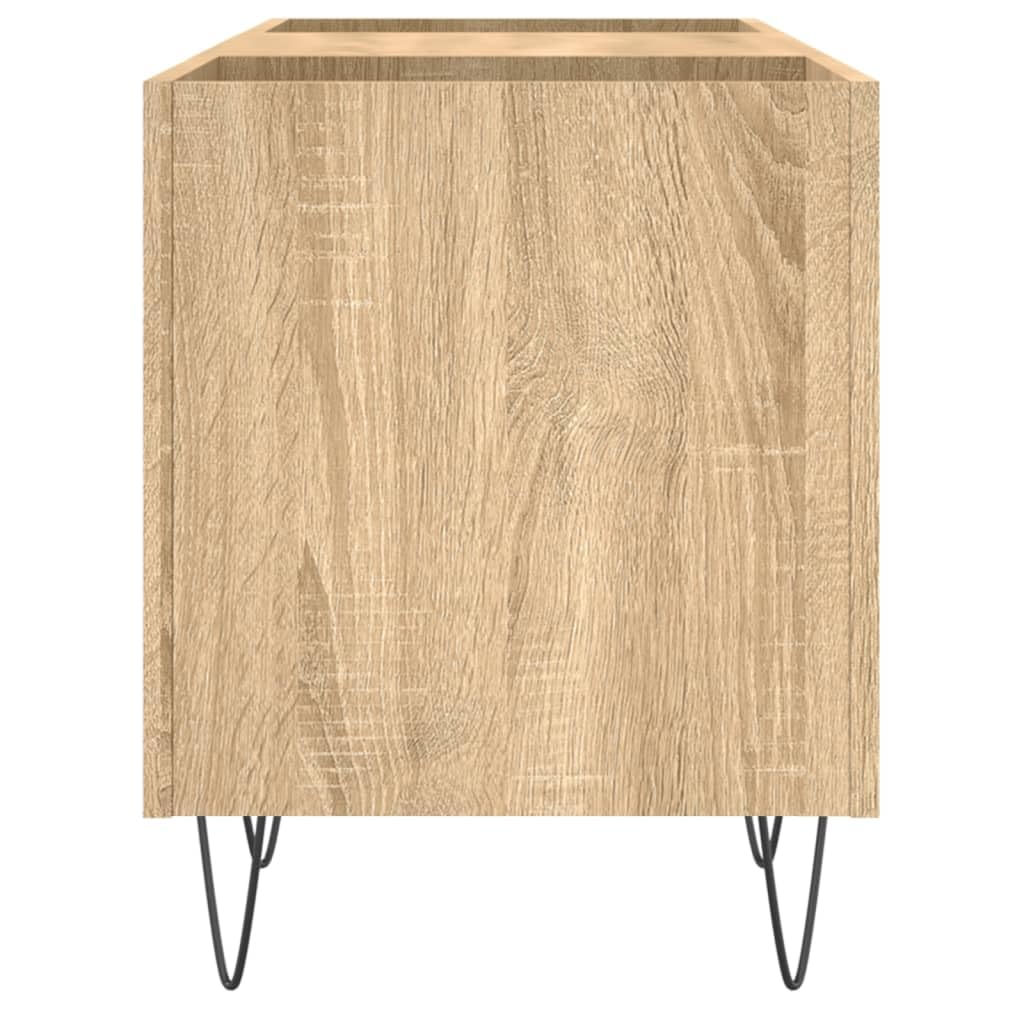Armadietto per dischi in rovere Sonoma, 121 x 38 x 48 cm, scaffale in vinile in legno con gambe in ferro, spazioso armadietto per dischi in vinile con ampio spazio per collezione musicale LP e