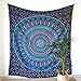 MOMOMUS Wandteppich Mandala - 100% Baumwolle, Bunt, Orientalische Designs - Ideal als Wandtuch Mandala, Indischer Wandbehang aus Stoff und Wandteppich Boho - Blau, 210x230 cm