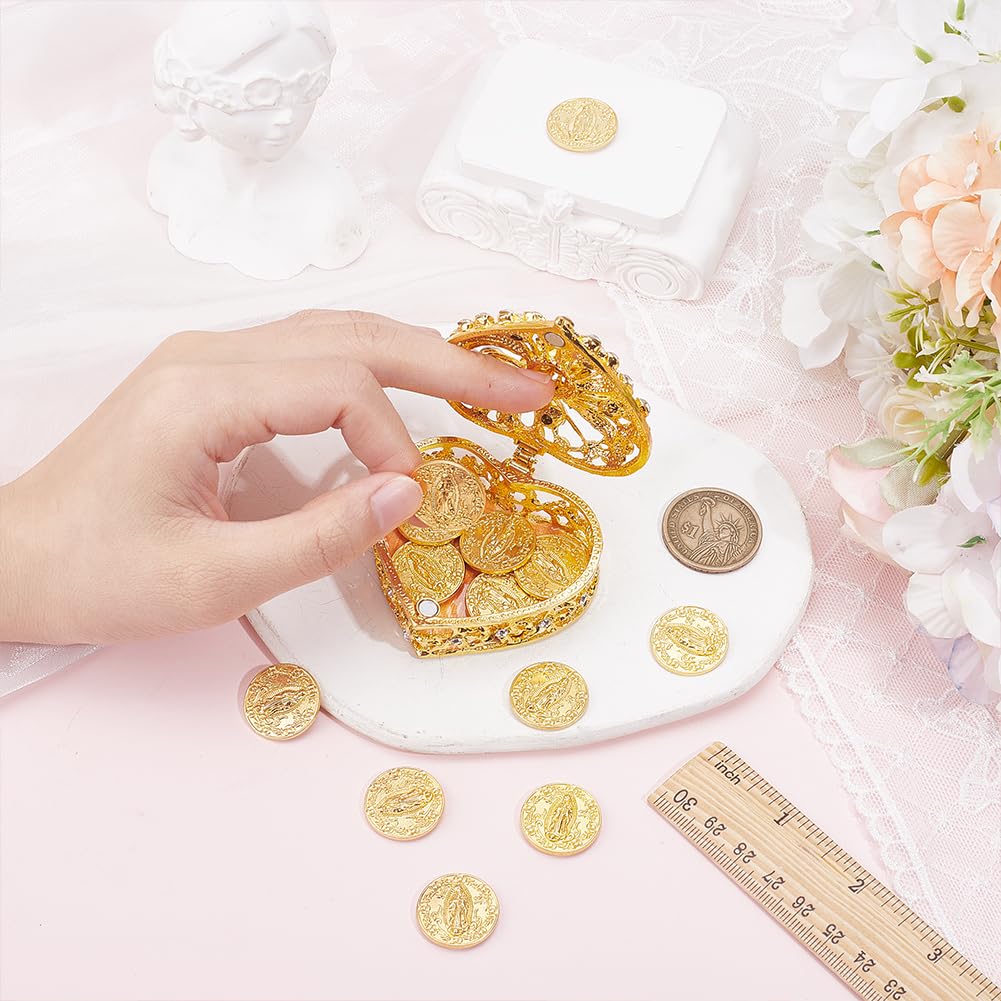 Arras De Boda Cristiana Lot de 13 pièces de monnaie dorées en forme de cœur Cristaux Boîte de décoration de mariage Arras De Boda Cristiana pour cérémonie de mariage Cadeaux pour mariage