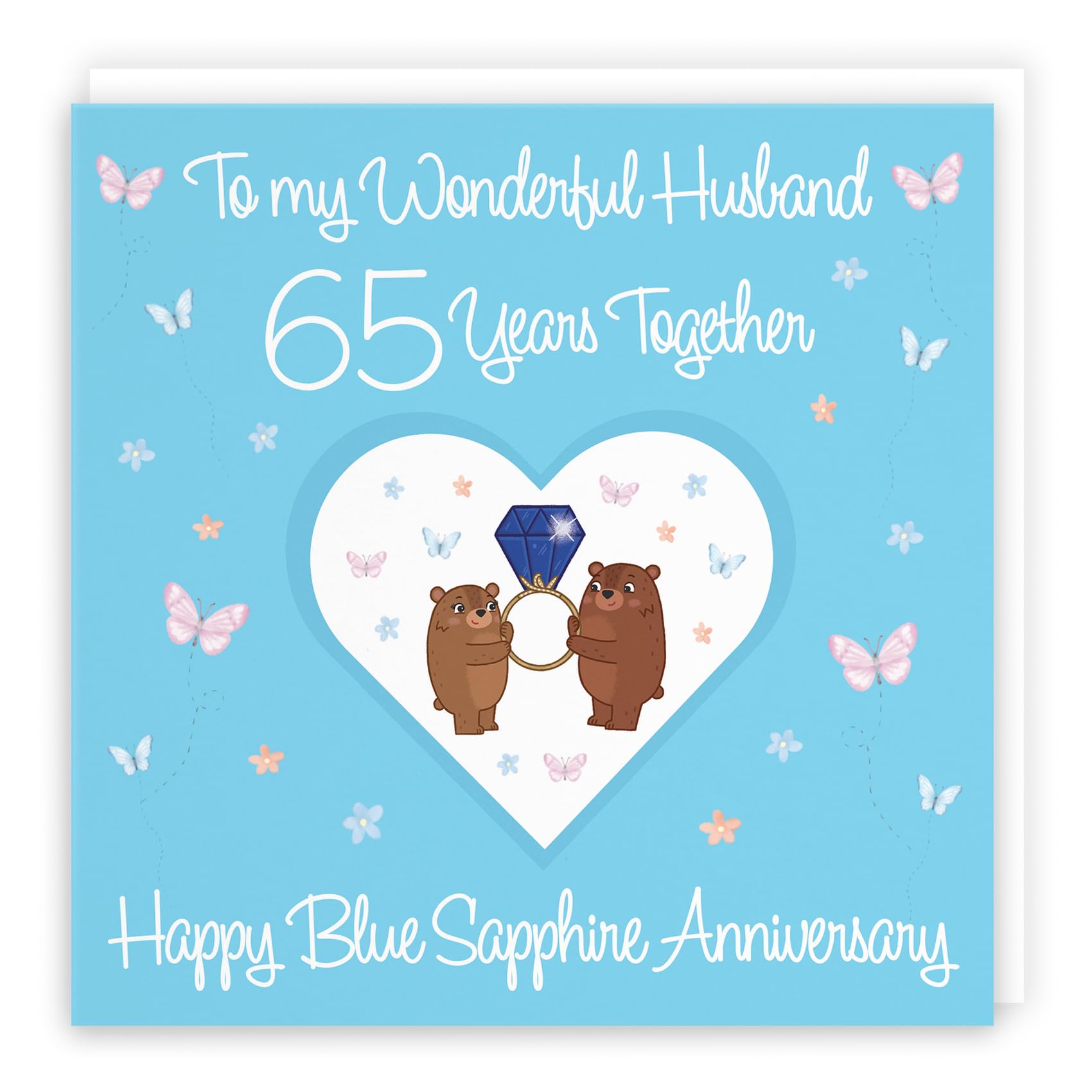 Hunts England, Husband 65th Anniversary Card, 65 Years, Blue Sapphire Anniversary, Romantic Meadows, Fun Card