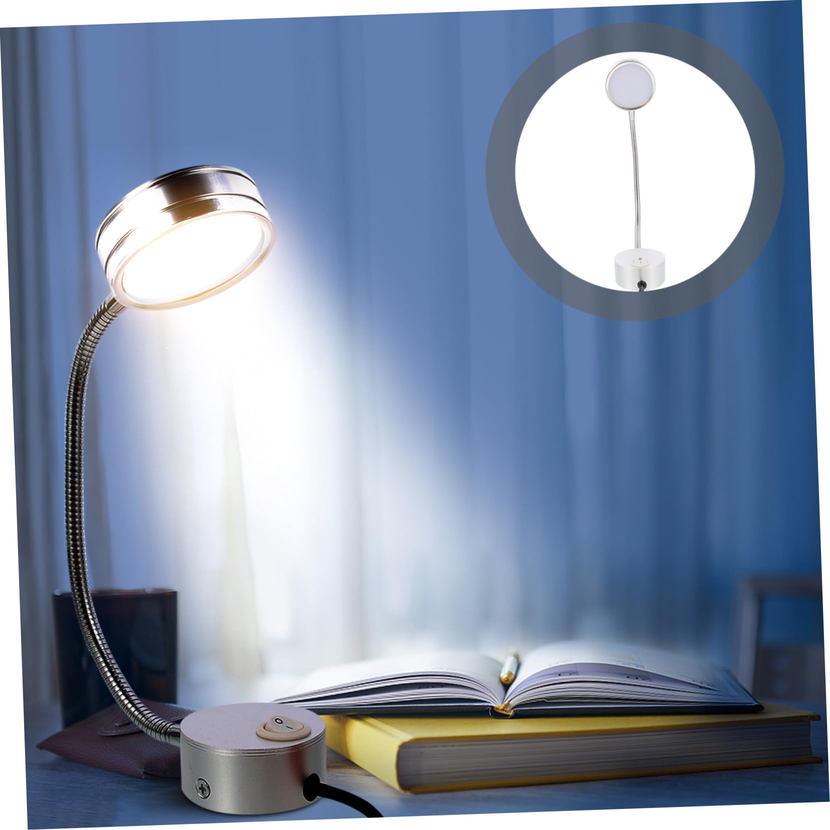Lámpara de Lectura LED Flexible para Cama de Pared y Dormitorio | Cuello de Cisne Flexible, Aluminio Plata, Uso en Dormitorio y Escaleras, Estilo Elegante y Sencillo