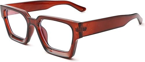 Gafas de luz azul con marco cuadrado grueso para mujeres y hombres, gafas de computadora de moda con lente transparente