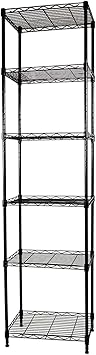 SUNLPH 6-Tier Wire Shelving Adjustable Shelves Unit Metal Storage Rack for Laundry Bathroom Kitchen Pantry Closet Organization Black, 16.6" L x 11.4" W x 64.6" H
