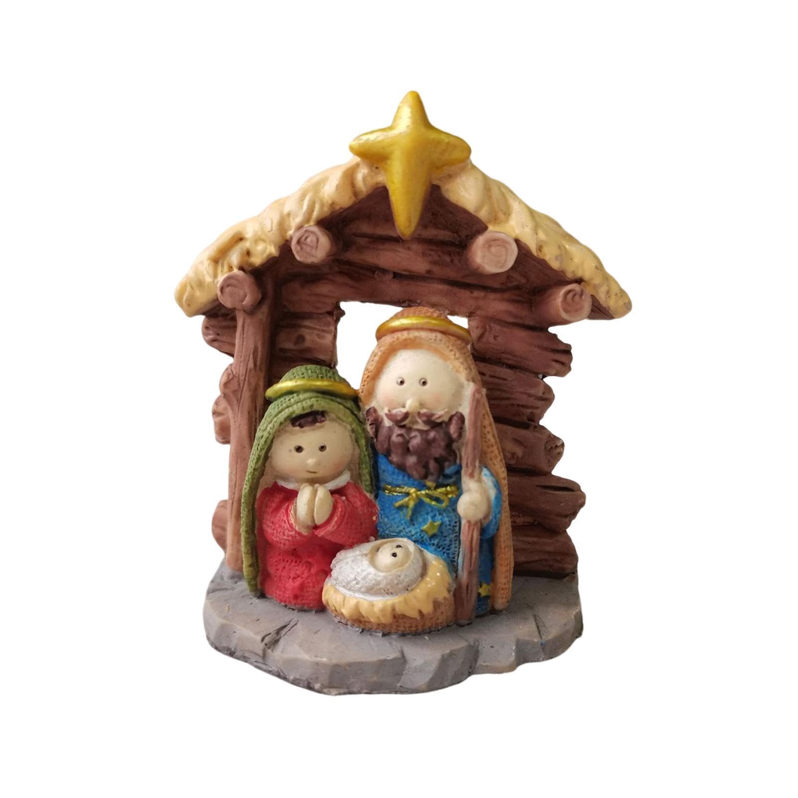 QIXCXAZ Nativity Set Scene Figurines Christmas Indoor Exceptional Holy Family Figurine Beautifully Seasonal Celebrations At Home Jesus Statues And Figurines, dark, 6.5x3x7.5cm