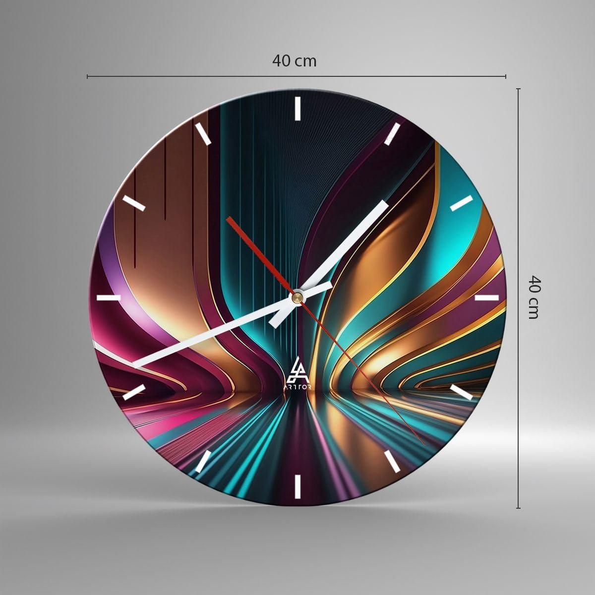 Horloge murale en verre 40x40cm Abstraction Mosaïque Collage Wall Clock
