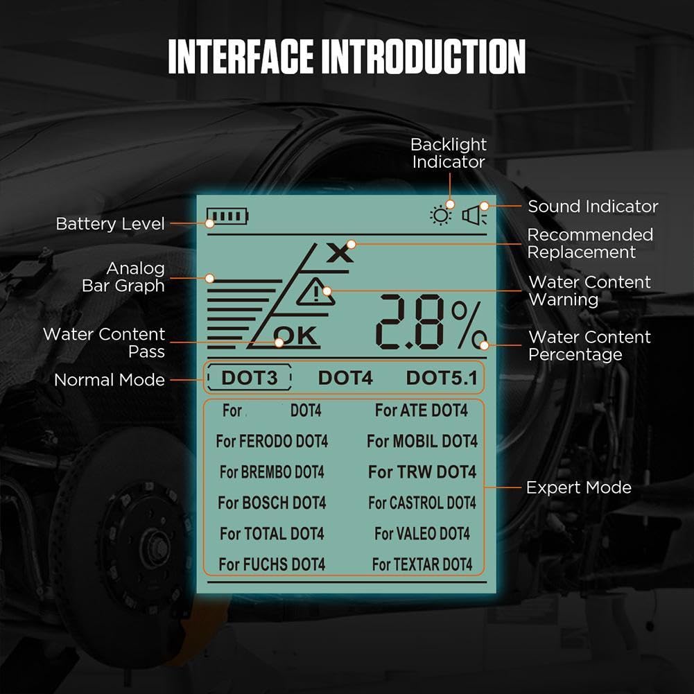 Tester di qualità dell'olio motore,Tester olio motore benzina e diesel,Strumento di analisi diagnostica ad alta precisione con sonda lunga, Display temperatura e trasmissione dell'olio, Schermo