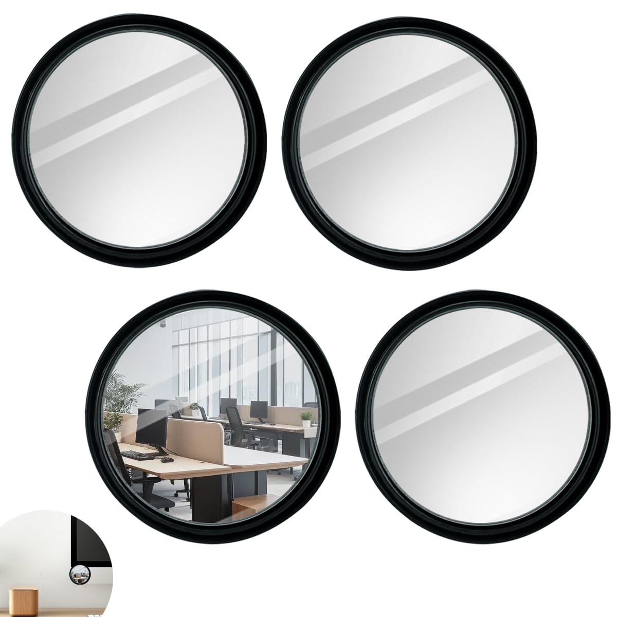 Upgraded Cubicle Mirror for Office Desk Adjustable Monitor Corner Mirror Waterproof with Suction Cup Type for Automobiles Bathroom Or Anywhere Silver 2 Pieces