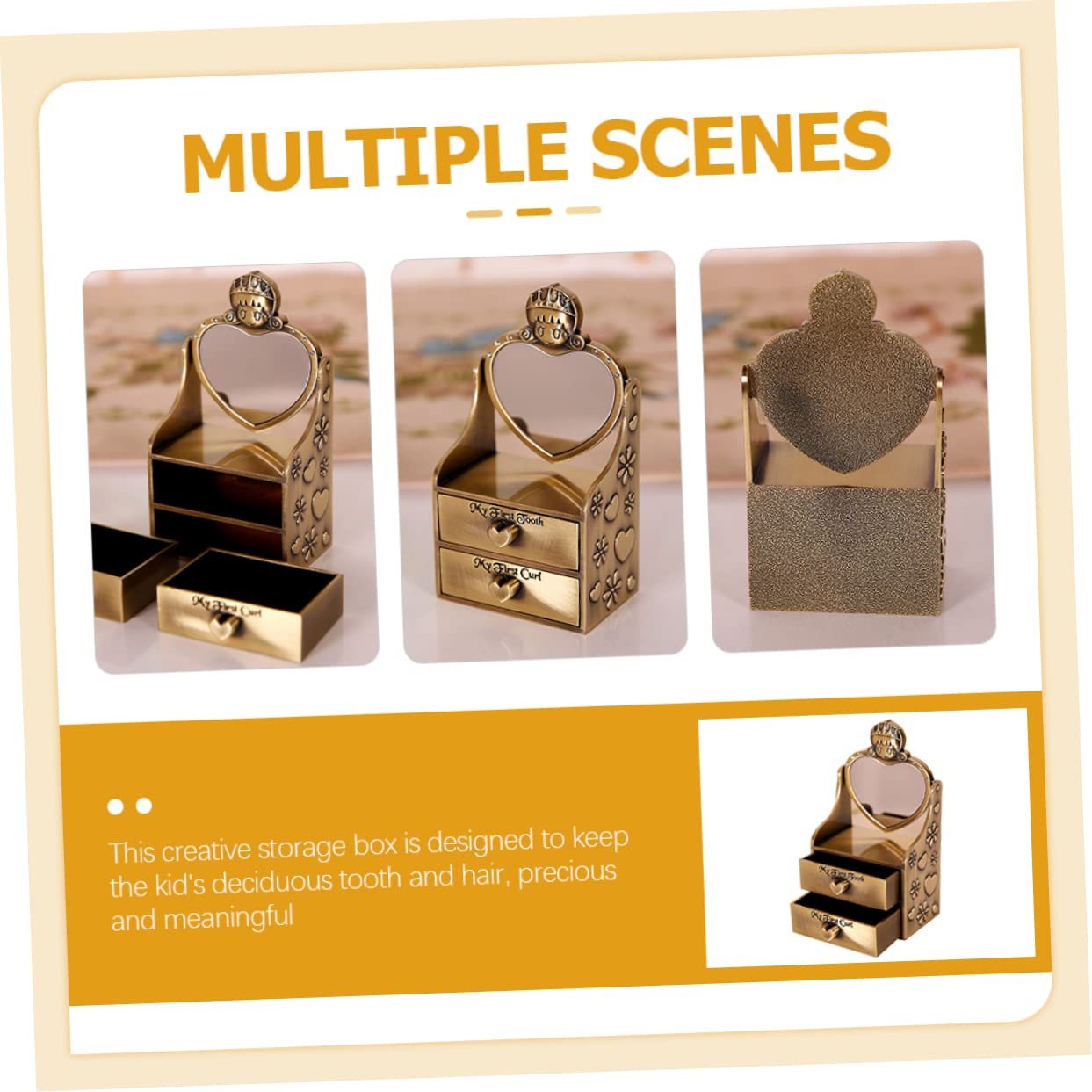 Fetal Hair Deciduous Teeth Storage Case Metal Tooth Box Lid Newborn Essential Keepsake Box