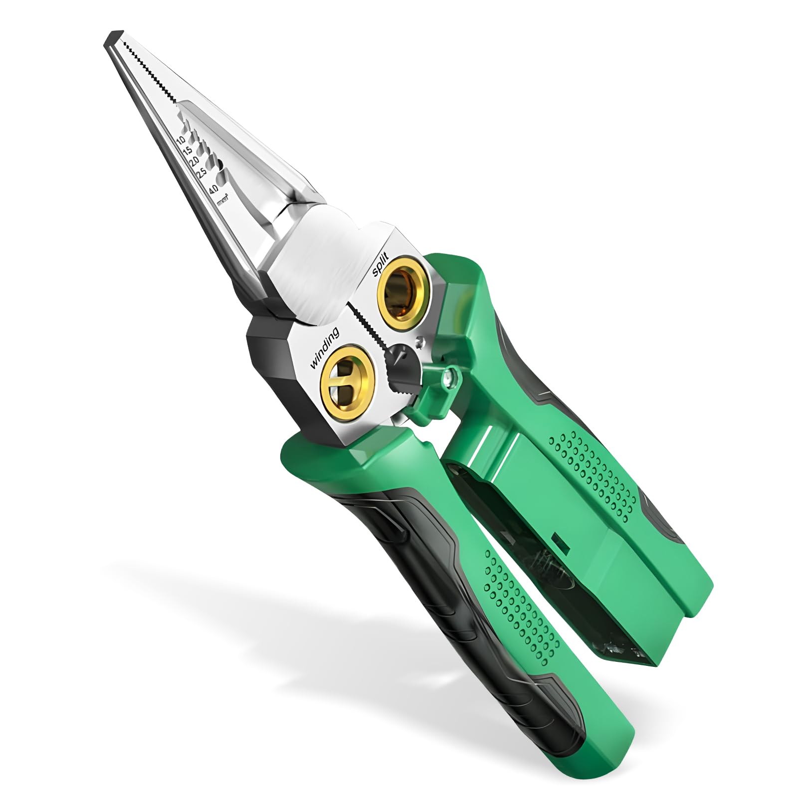 8 in 1 Wire Stripping Pliers with Voltage Tester, Multi-Function Wire Stripper Electrician's Pliers, Electric Wire Stripping Tool, Electrician Repair Tool (Green)