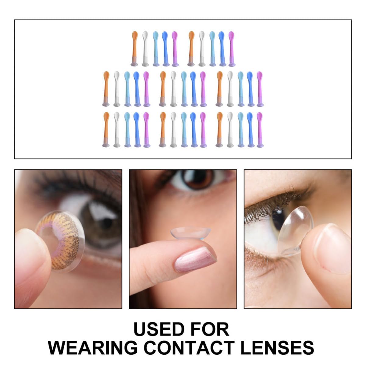 PACKOVE Removedor De Lentes De Contacto Reutilizable Aplicador De Lentes Práctico Y Ligero Herramienta De Succión Para Uso Seguro Y Conveniente 100 Piezas X 5