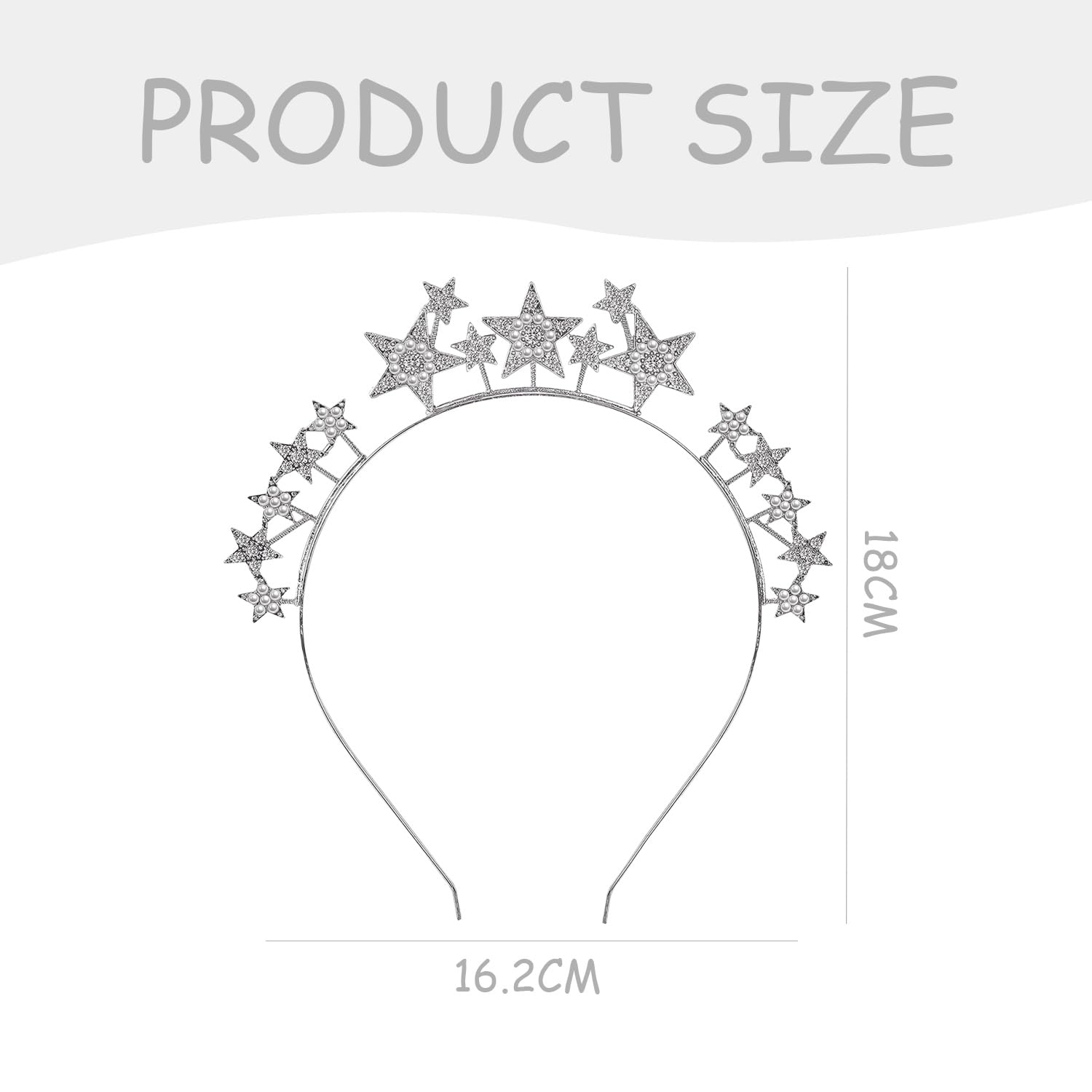 1 See Star Headband, Silver Metal Headband, Cute Hair Accessories for Women Creative Star Headband - Image 2