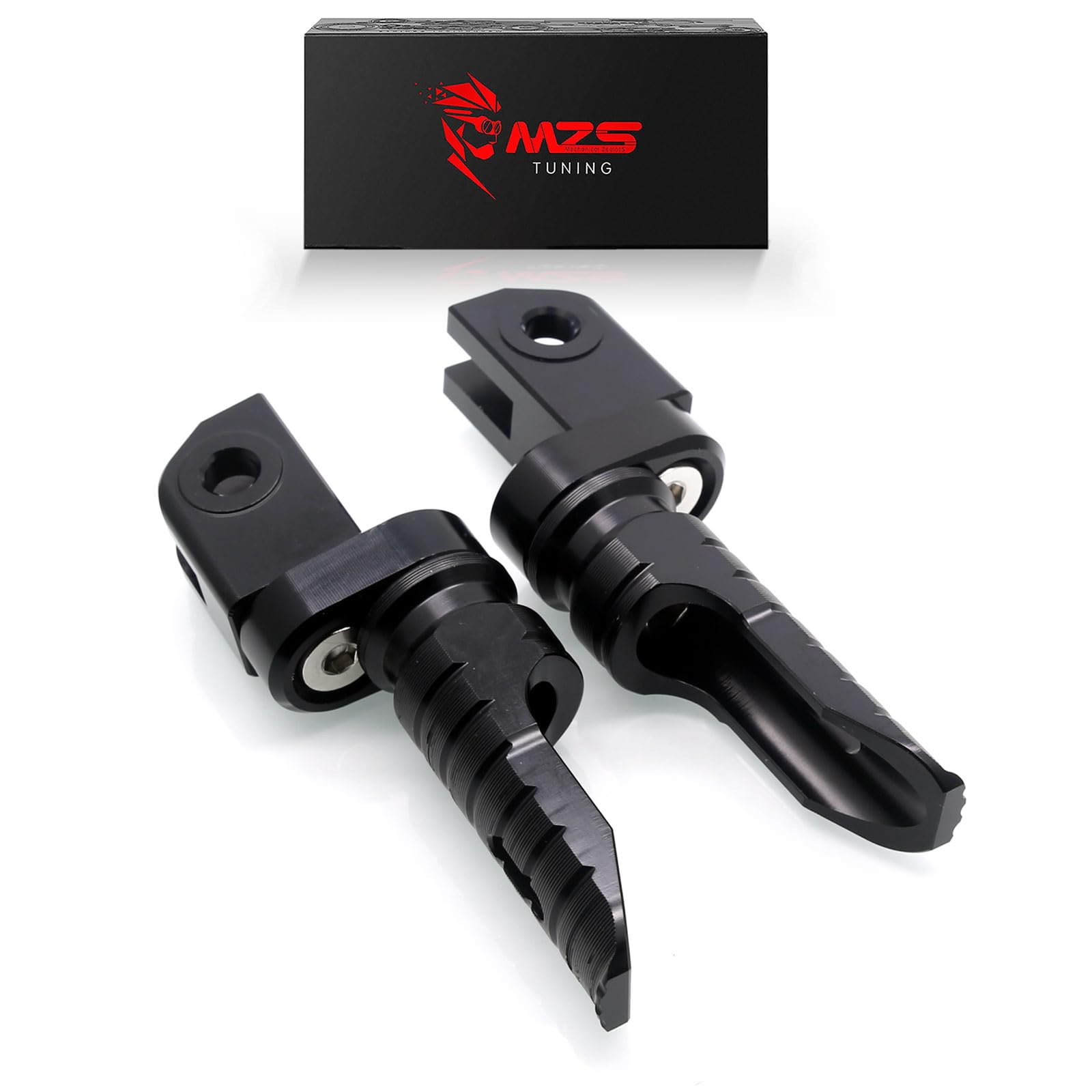 MZS Black Dual Adjustable CNC Motorcycle Front Foot Pegs