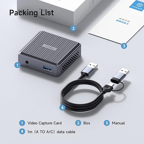 Miniatura 9 de Hagibis Tarjeta de captura de video con salida de bucle 4K, captura HDMI de 60 Fps a USB 3.0 1080P grabación con audio para Switch Xbox PS45