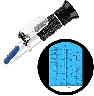 4-in-1 Antifreeze Refractometer for Automobile Antifreeze System Diesel Exhaust Fluid, Battery Acid and Windshield Washer Fluid, Coolant Refractometer Antifreeze Tester