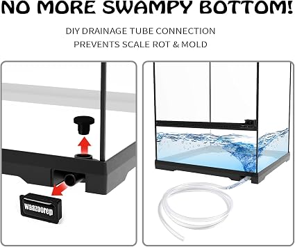 15 Gallon Tall Reptile Glass Tank 12x12x24 with Drainage System - Pre-Assembled Vertical Reptile Cage for Arboreal Geckos,Chameleon,Lizard,Tree Frog and Snake with Terrarium Decoration