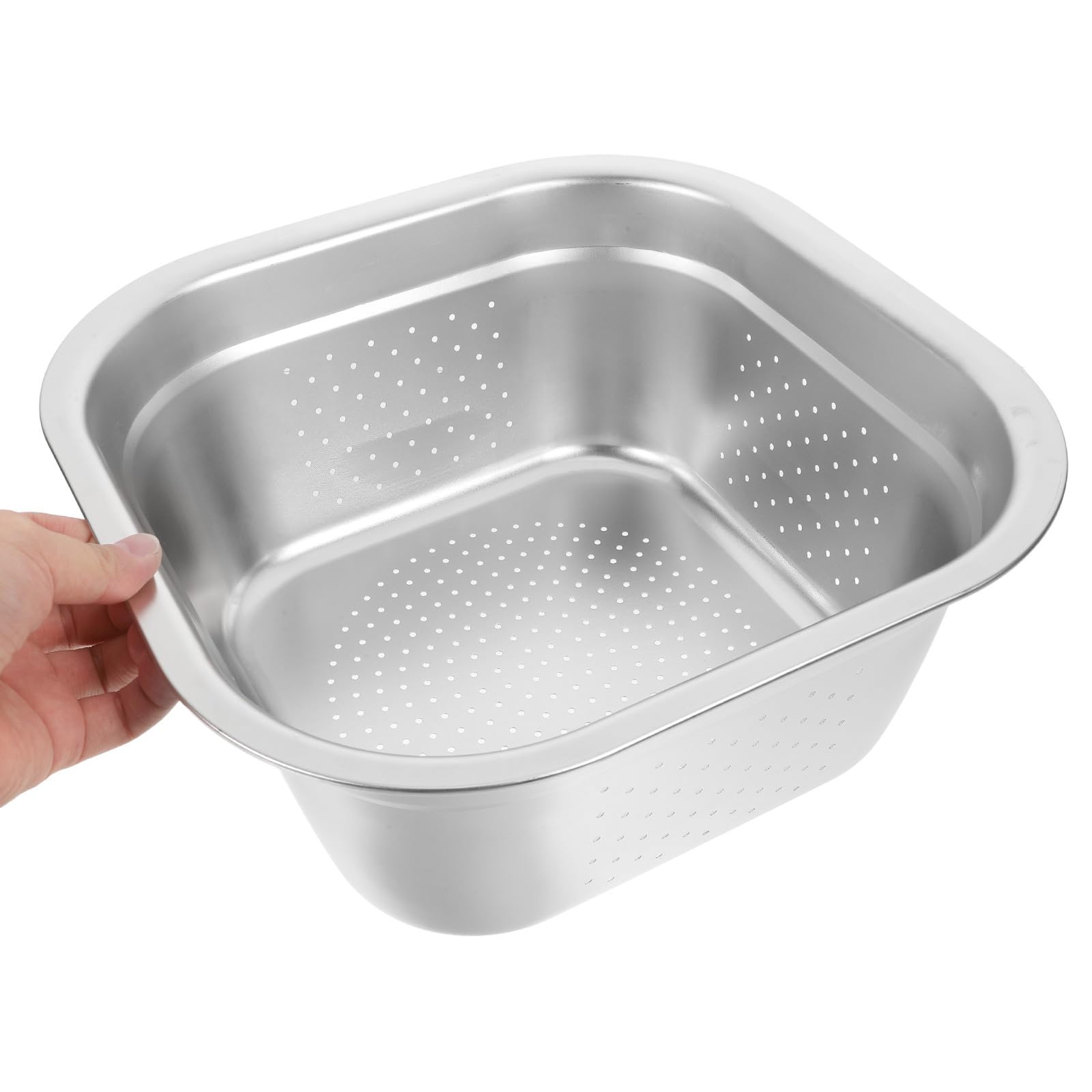 Colador de Acero Inoxidable Malla Fina y Gran Capacidad para Escurrir Verduras y Frutas en Cocina, Lavabo Cuadrado de 30 CM para Uso Doméstico y Profesional