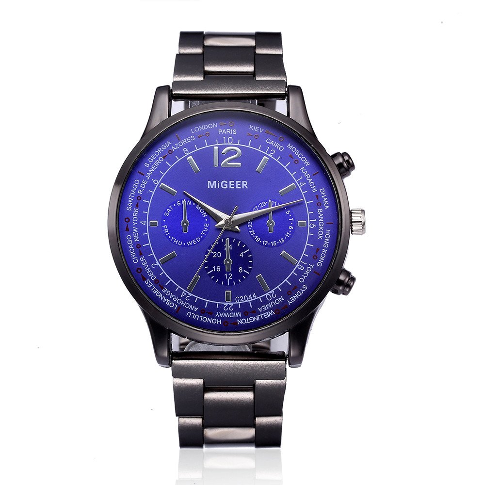 winsopee Stainless Steel Quartz Wrist Watch for Men Classic Outdoor Watch Casual Sports Wristwatches