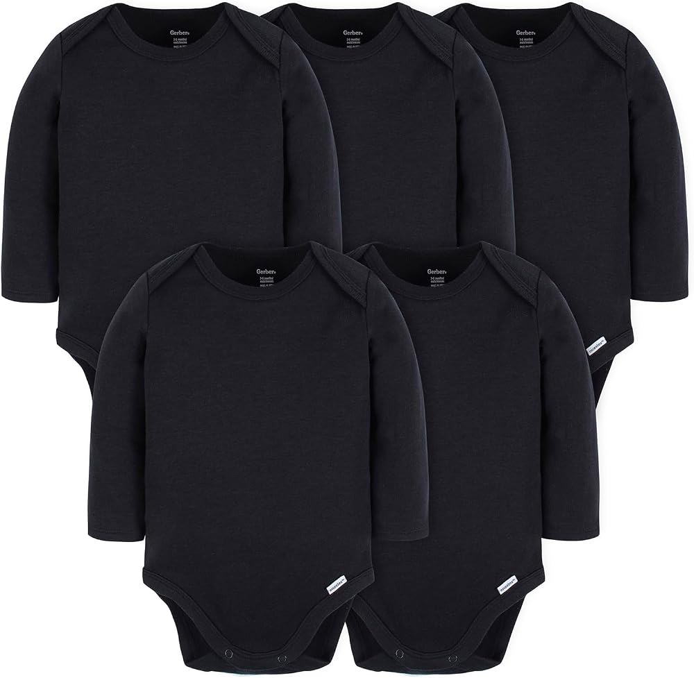 Gerber 아기용 긴소매 단색 우주복 멀티팩 인터록 180 Gsm — 사진 1