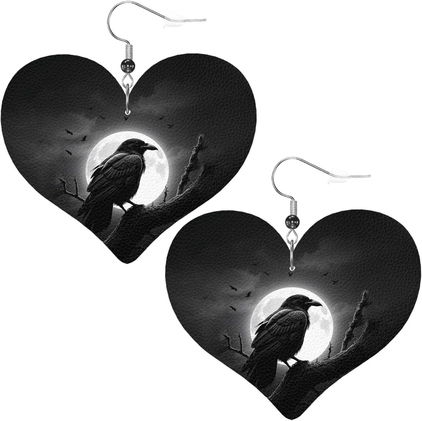 Teardrop Leather Earrings, Double Sided Print Women Earrings, Hook Earrings