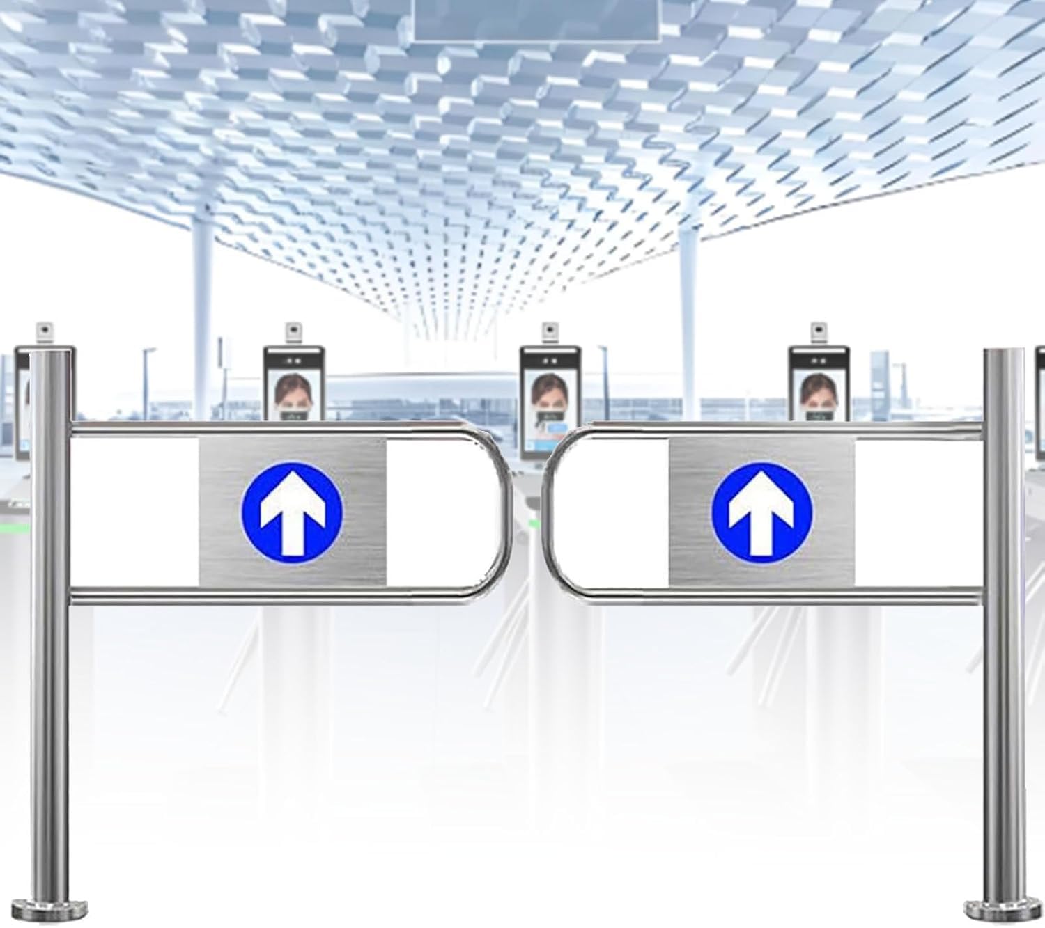 Cancello a Battente Automatico per supermercati e Magazzini, Porta di Sicurezza unidirezionale in Metallo, cancello d'ingresso pedonale, Chiusura Automatica per biblioteche e Bar panoramici,
