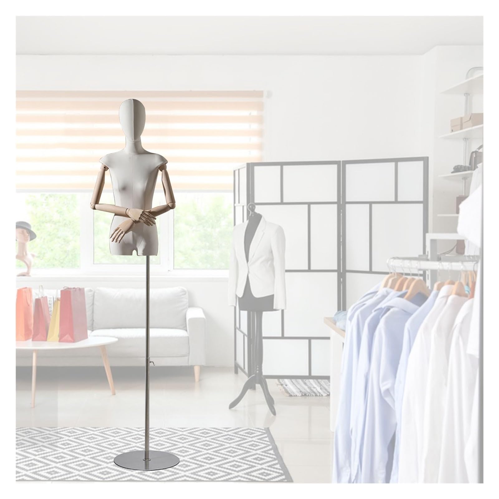 ITOSUI Adjustable Female Dress Form Mannequin 56”-80” Height, Pinnable Sewing Display Torso with Removable Head & Wooden Hands for Fashion Showcase, Tailoring & Crafting