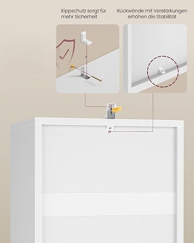VASAGLE Custos Collection Bibliothèque Cube à 4 Niveaux, étagère de Rangement, présentoir, Compartiments Ouverts, 24 x 30 x 106 cm, Salon, Bureau à Domicile, Chambre à Coucher, Blanc Nuage LBC434W01 - 4