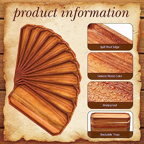 Dandat 12 Pack Wooden Serving Platter Acacia Wood Platters 12 x 5 Inch Rustic Serving Tray Rectangular Charcuterie Board Cheese Plate for Home Decor Dessert Vegetables Fruit Cookie by Dandat - Used condition - Image 3