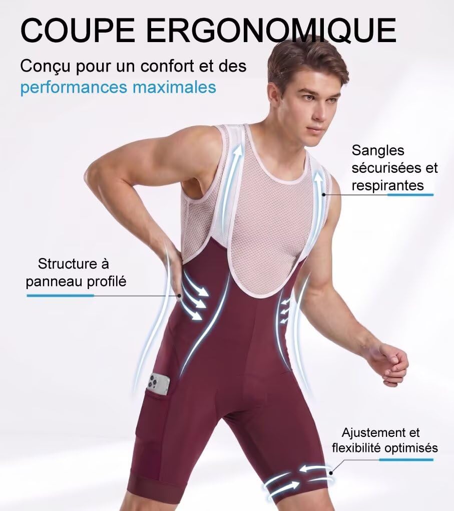 CEROTIPOLAR Ciclismo Bibs Uomo, Lunga Distanza Pad Bici Biking Bib Pantaloncini UPF50+