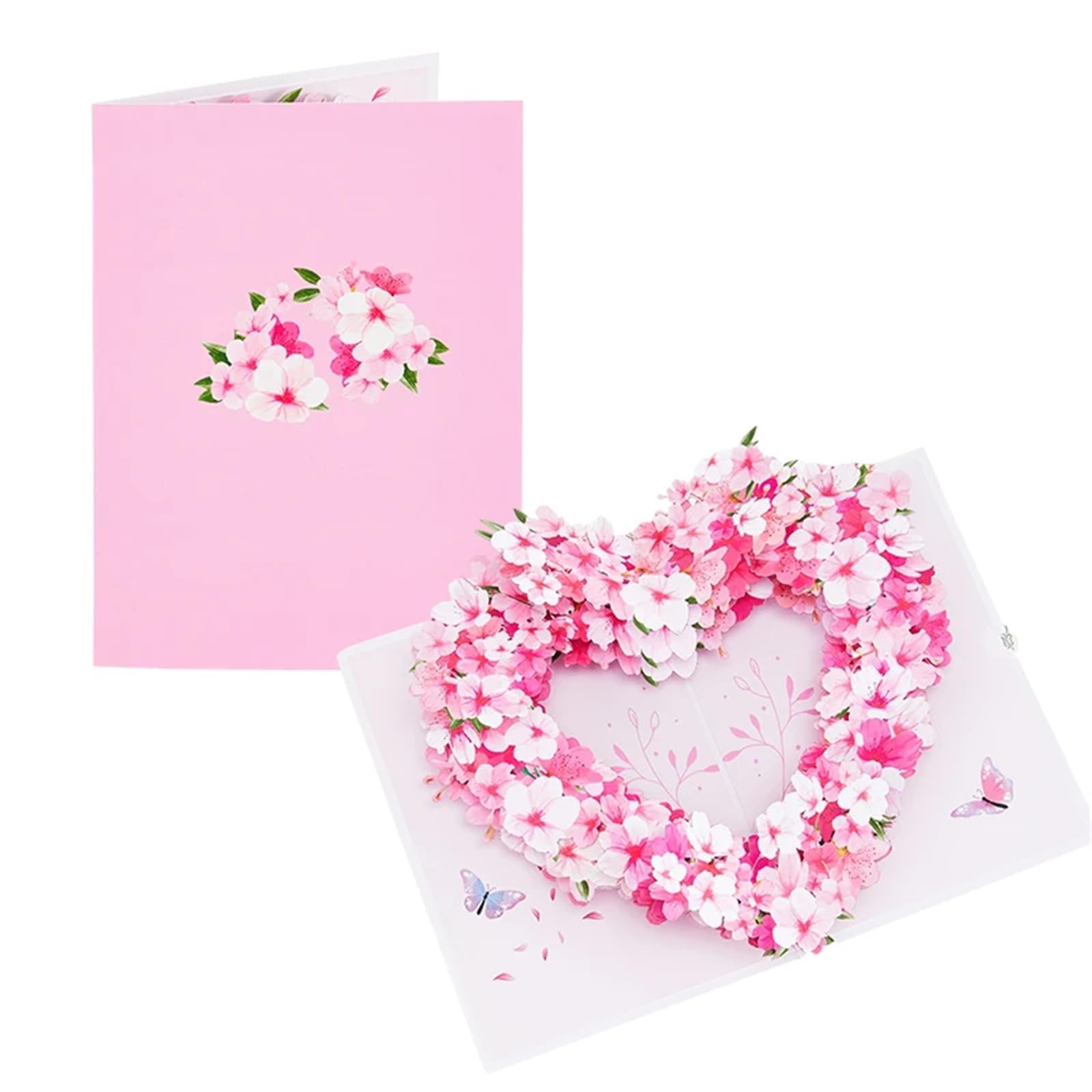 Zaproszenia na ślub, Zestaw zaproszeń ślubnych, 2 sztuki, wielokolorowe, wyskakujące kartki z motywem kwitnącej wiśni(Sakura Love)