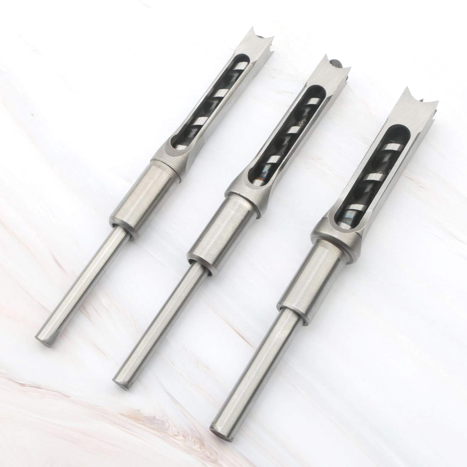 Uptodateproducts 3pcs Woodworking Square Hole Drill Bits Mortising Chisel Set, Countersink Bits Woodworker Hole Saw Power Tool Kits Tool Set 8MM 10MM 12MM
