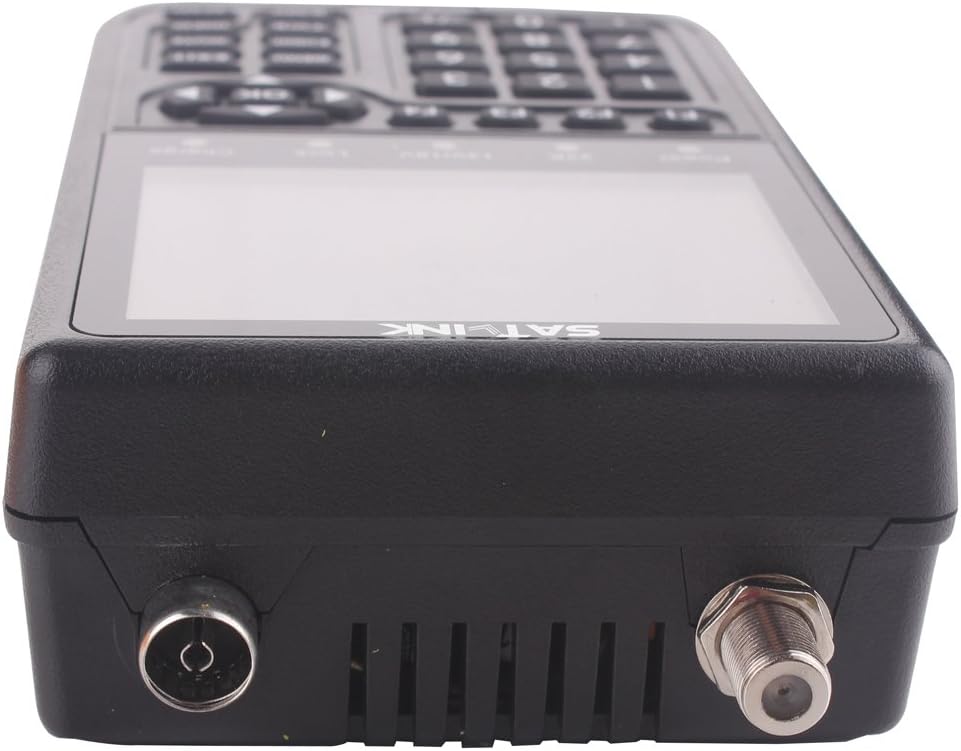 Augšā view of SatLink WS-6909 showing F-connector and antenna input