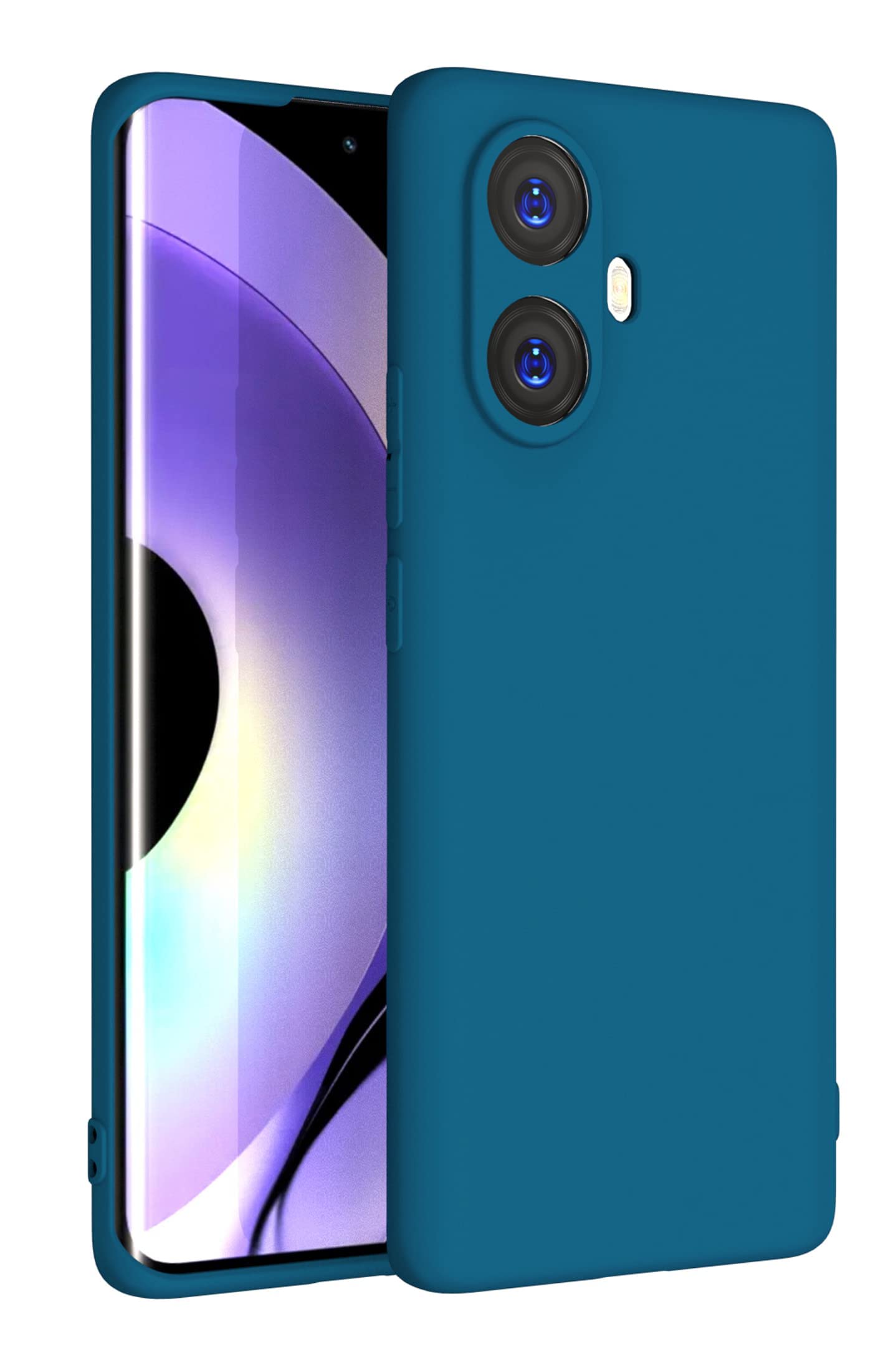 Silicone Case for Oppo Realme 10 Pro Plus 5G, Liquid Gel Rubber Bumper Case with Soft Microfiber Lining Cushion Slim Hard Shell Shockproof Protective Cover for Realme 10 Pro+ 5G (Blue)