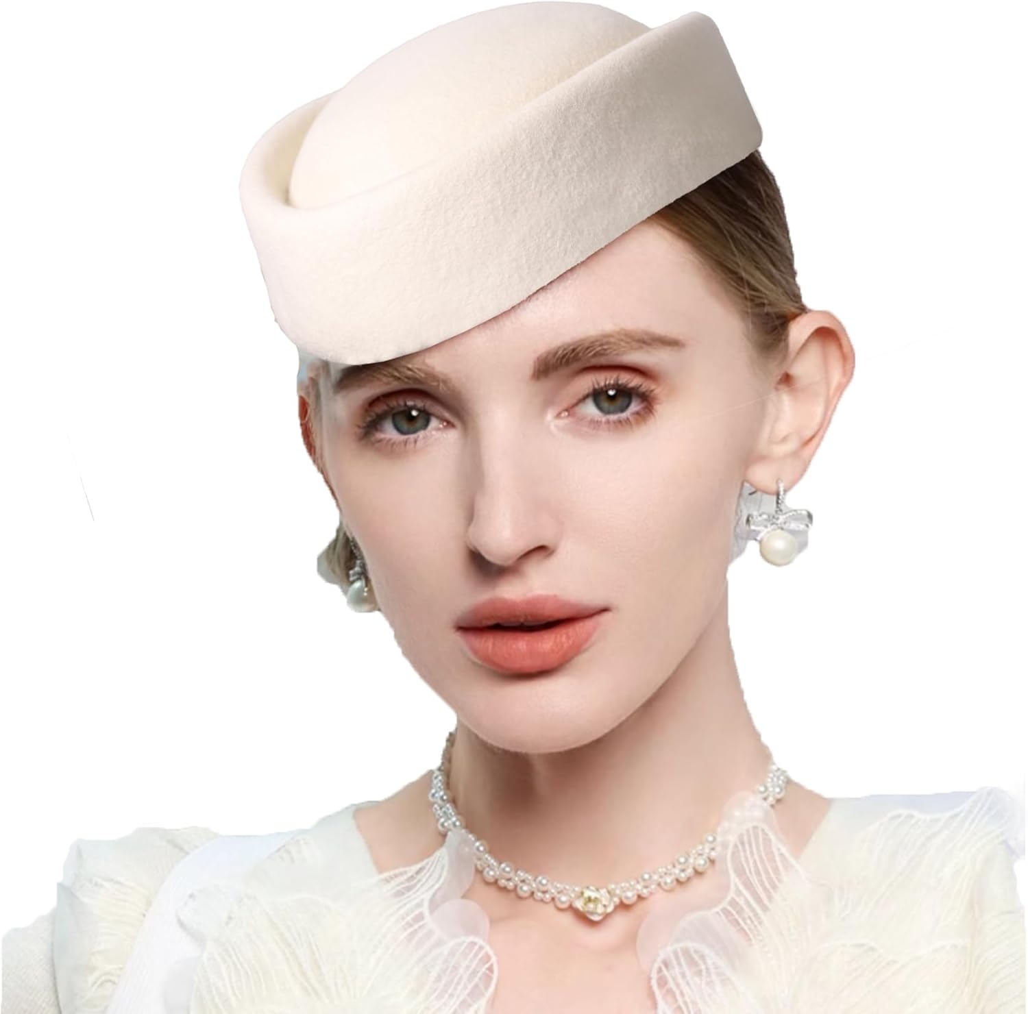 Wool Felt Pill Box Hats for Women Vintage 60s Fascinators Church Hats Cocktail Stewardess Derby Hats with Comb