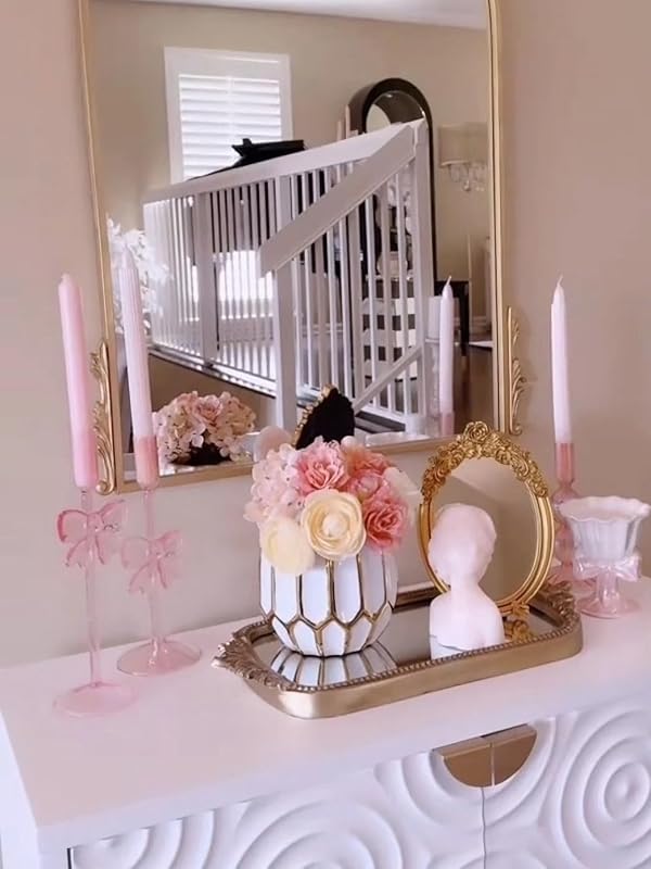 Bow Glass Candle Holders for Candlestick Holders Candle Stand Candle Sticks Holder Decor for Table Centerpiece Decor Girls Pink Room Set of 2 by cozifycasa - Image 7