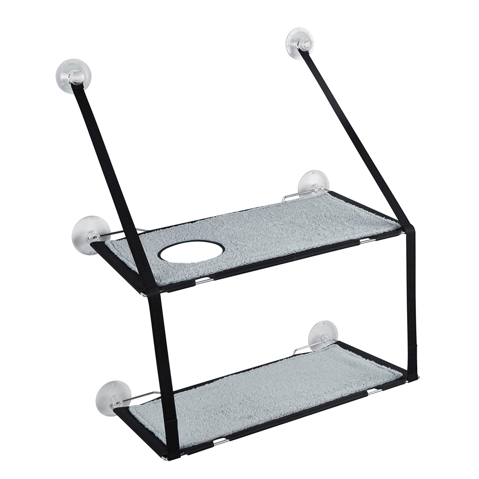 L.S Hamaca Gato Ventana Camas Gatos hasta 25KG Estructura Metálica Estable Esteras Blandas Cama (Gatos Doble, Gris) (Gato Cara)