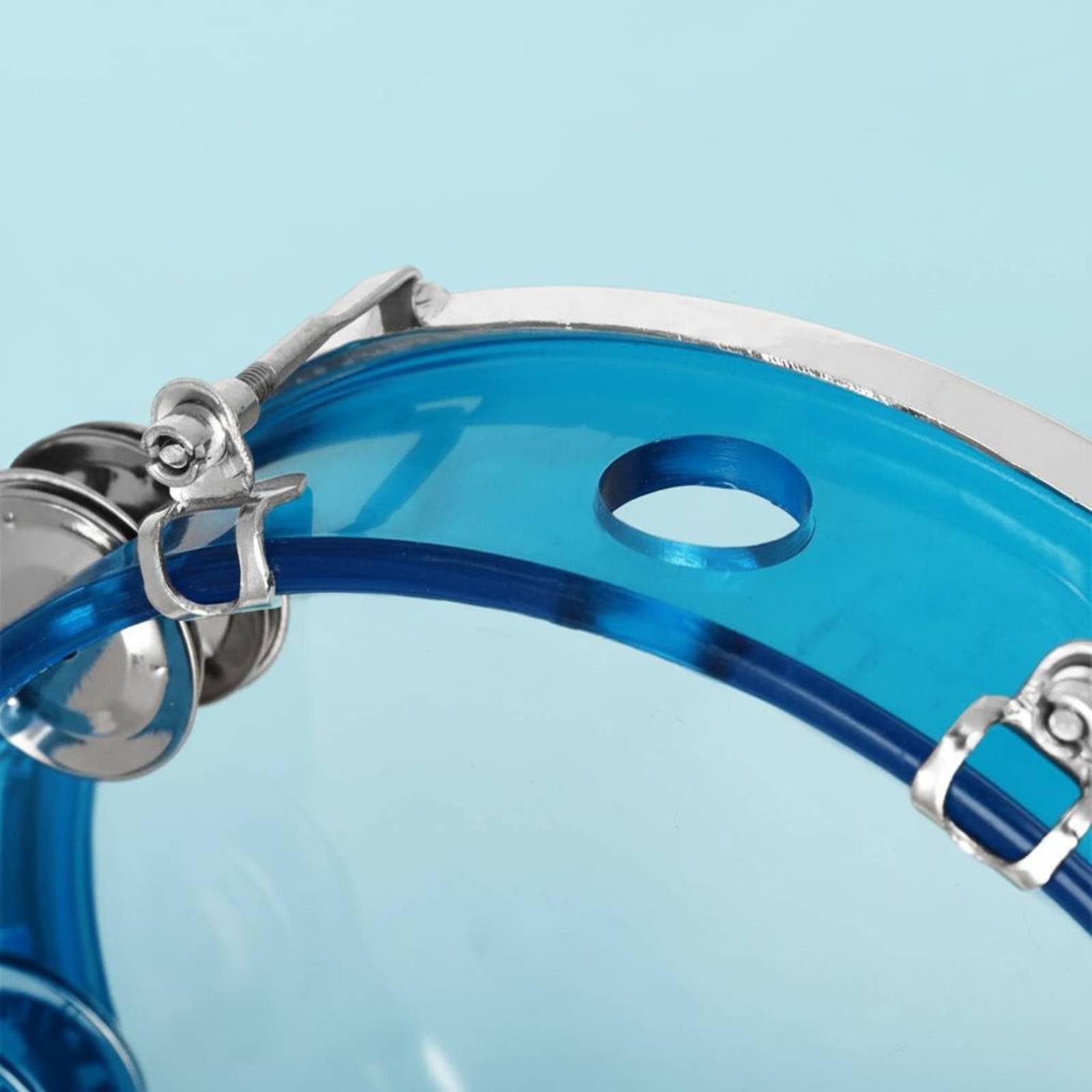 Tamburello per Bambini Tamburo a Mano Strumento a Percussione Accordabile con Chiave Doppia Fila Impugnatura Comoda E Metallo Timbro Brillante per, Blu