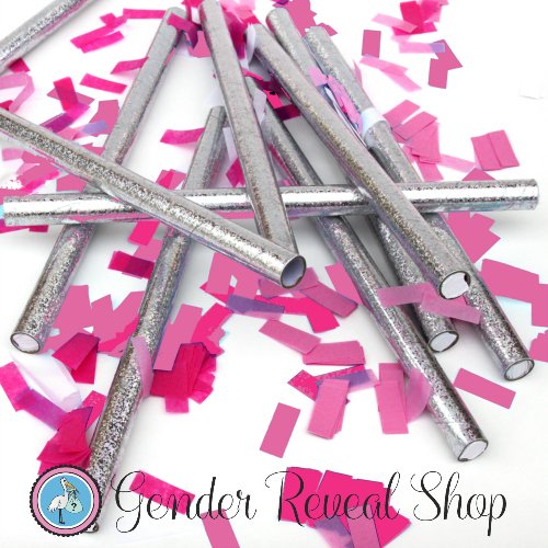 Gender Reveal Pink Confetti Sticks - Set of 10 Confetti Sticks