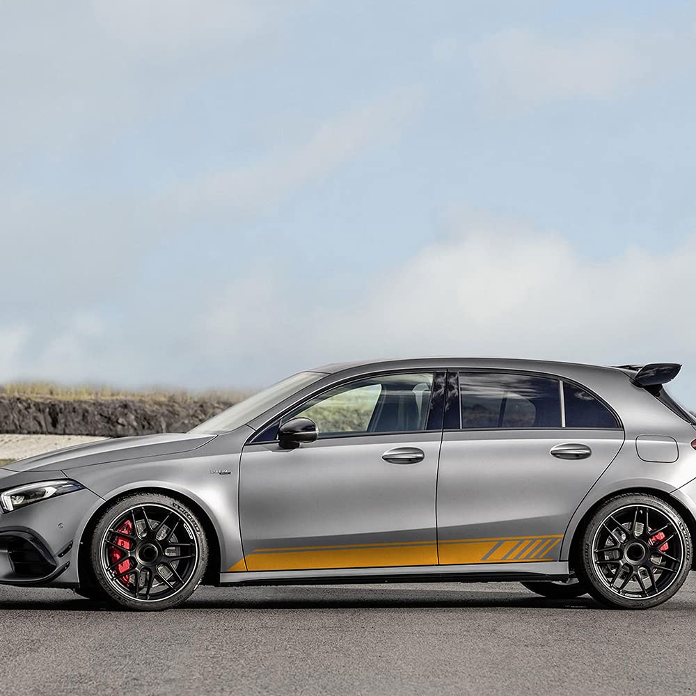 Adesivi per minigonne laterali 2 pezzi Adesivo per strisce laterali per porta Adesivo in vinile, per Mercedes Benz Classe A W177 Hatchback A45 AMG A35