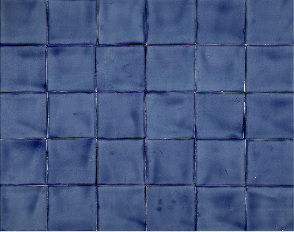Cerames Azulejos de mosaico de un solo color Azul Mezclilla Fuerte azulejos azules de mosaico de cerámica mexicana para cocina, pared posterior de la cocina Un paquete de 90 azulejos 10,5 x 10,5 cm